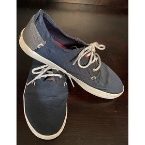 Sperry Top Sider Women 7 Navy Blue Memory Foam Canvas Boat Shoes Slip On Loafers